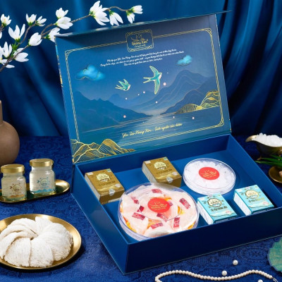 [CHÍNH HÃNG] Yến Sào Hoàng Kim - Hộp Quà Vạn Thịnh Kim (50g Yến Thượng Hạng & 4 Hũ Yến Mix 2 Vị) - Quà Tết Doanh Nghiệp, Đối Tác Cao Cấp