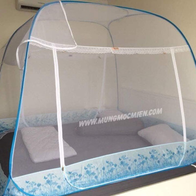 Màn Chụp , Mùng Chụp Cao Cấp Mộc Miên Đỉnh Rộng - Kích Thước 1,6mx2m Trắng Viền Xanh ( Hà Nội )