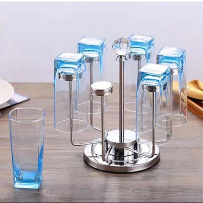 Giá Úp Cốc Đẹp Để Bàn, LUXURY Giá Để Cốc Chén Inox Cao Cấp Xoay 360 Độ Sang Chảnh Và Tiện 