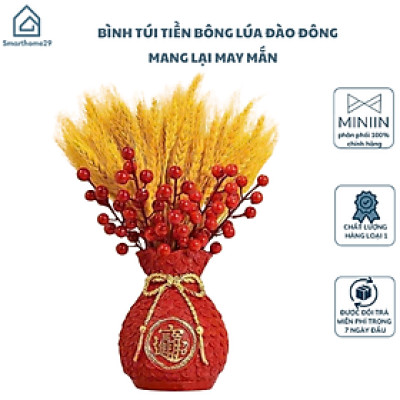 Set Bình Hoa 3 Món Tài Lộc Bông Lúa Mạch – Trang Trí Sang Trọng, Thu Hút Tài Lộc, Mang Lại May Mắn - HÀNG CHÍNH HÃNG MINIIN