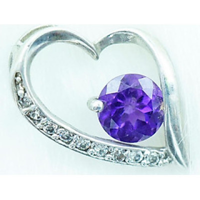 Mặt dây chuyền thạch anh tím Amethyst tự nhiên hình tim