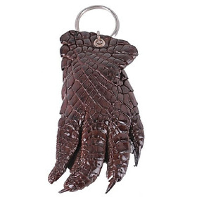 Móc khóa da cá sấu Huy Hoàng nguyên màu nâu đất-HT8272