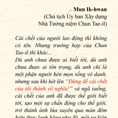 Chun Tae-il - Ngọn đuốc sống cho giai cấp cần lao