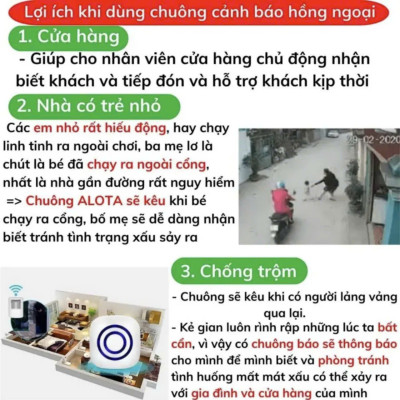 Chuônjg Cửja Bájo Khách Hồng Ngoại Không Dây 2IN1 - Cảm Biến Chống Trộjm Thông Minh Hiệu Quả , ĐÈN TRANG TRÍ