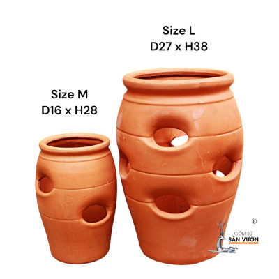 Chậu Gốm Đất Nung Nhiều Túi - Thiết Kế Độc Đáo Cho Cây Sen Đá, Xương Rồng, Dâu Tây - Strawberry Pot Trang Trí Sân Vườn