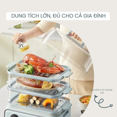 Nồi Hấp Bear Nồi Hấp Điện 3 tầng Nồi Lẩu Điện Kèm Hấp Đa Năng Cảm Ứng Hấp Lẩu Hầm Healthy Tiết Kiệm Điện DZG-P20W7 - Hàng chính hãng