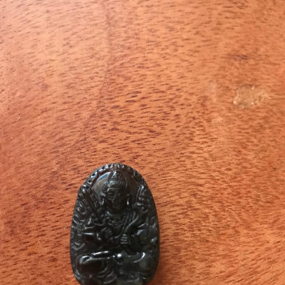 MẶT PHẬT HƯ KHÔNG TẠNG  ĐÁ CASIDON NÂU ĐEN PHỐI VÒNG TAY D28mm N20mm S11mm NAM NỮ TUỔI SỬU DẦN MỆNH THUỶ MỘC 