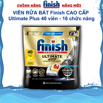 Hộp 60 viên rửa chén Finish Quantum Ultimate (Công thức mới 2024) – Hàng siêu cao cấp với 14x tính năng trong 1 viên (Dành cho máy rửa chén 13-14-15 bộ).