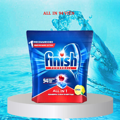 Viên rửa bát Finish All in 1 max 94 viên hương chanh - 10 chức năng