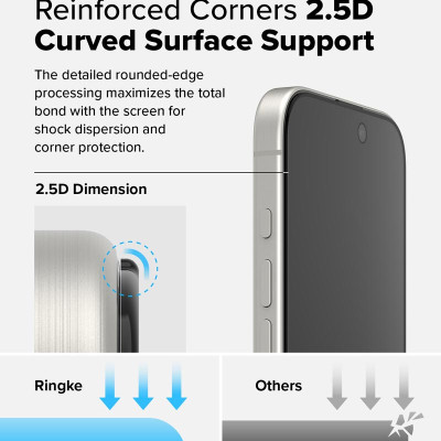 [Combo 2] Dán cường lực chống nhìn trộm cho iPhone 16 Pro Max/16 Pro/16 Plus/15 Plus/16/15 RINGKE Easy Slide Privacy Tempered Glass - Hàng Chính Hãng