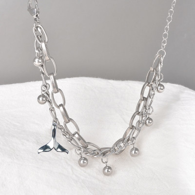 Vòng tay lắc tay đuôi cá 2 lớp xích hợp kim không đen cá tính