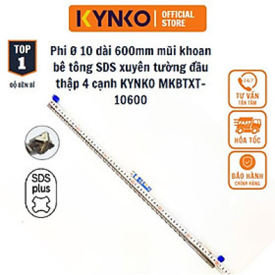 Phi Ø 10 dài 600mm 60cm mũi khoan bê tông SDS xuyên tường đầu thập 4 cạnh KYNKO MKBTXT- 10600