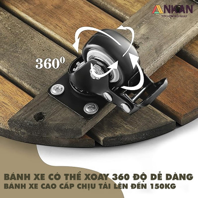 Đế Lót Chậu Cây Có Bánh Xe, Tròn 40cm, Màu Đen, Tải Trọng 150Kg, Di Chuyển Chậu Cây to, Thương Hiệu ANKAN