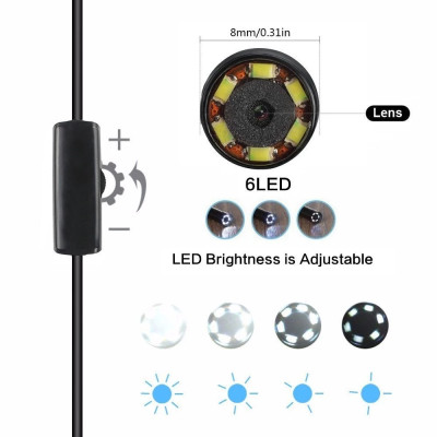 Camera Nội Soi chống nước cho điện thoại LED HD Wifi Endoscope Dài 1M - Hàng Nhập Khẩu