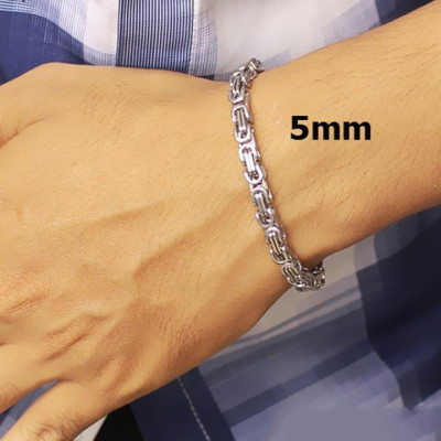 Lắc tay nam titan cao cấp đẹp sang trọng inox thép không gỉ ziczac vuông trangsucpt 9mm PTLTNA78