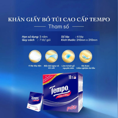 Combo 2 Lốc Khăn Giấy Bỏ Túi Tempo Petit (Lốc 18 Gói) - Không Mùi