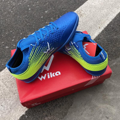 Giày bóng đá mẫu giày đá sân cỏ nhân tạo cổ thun xanh biển cao cấp