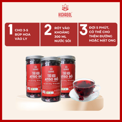 Trà Đài hoa Atiso đỏ Hichagol 100% từ thiên nhiên, hỗ trợ giảm cân,  tốt cho hệ tiêu hóa [Hủ 80gr]