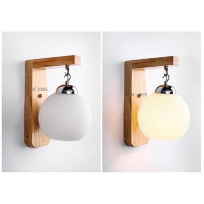 Đèn treo tường khung gỗ chao trắng thả - C6602,đèn gắn tường, đèn trang trí,đèn thả DT