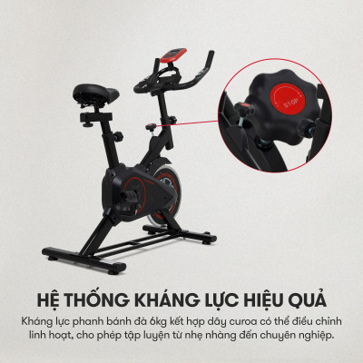 Xe đạp tập KINGSPORT KS-106 khung,  khung sườn chắc chắn, tích hợp đồng hồ đo lường chỉ số, cân nặng phù hợp từ dưới 70kg