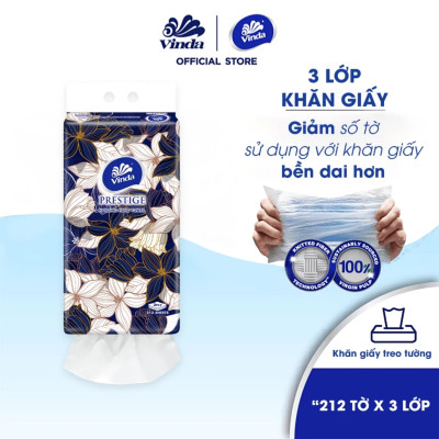 Combo 4 Gói Khăn Giấy Treo Tường Cao Cấp Vinda Prestige 4D 3 lớp 212 tờ