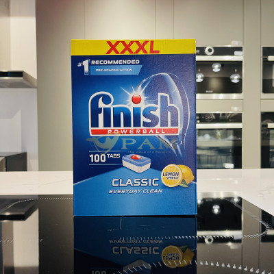 Combo Viên rửa bát Finish Classic 100 viên hương chanh + Muối Finish 4kg + Nước làm bóng Finish 750ml