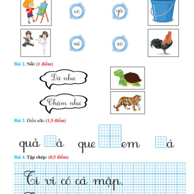 Đề Kiểm Tra Tiếng Việt 1 - Tập 1 - Cánh Diều
