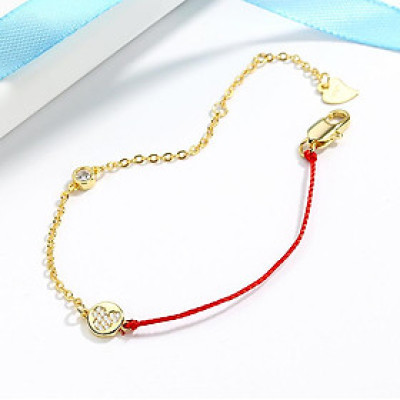 Vòng tay chỉ đỏ may mắn mặt đá và kim vàng