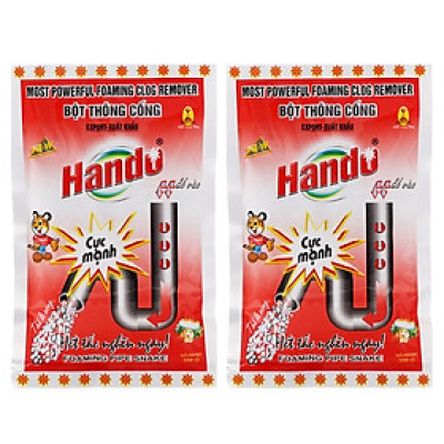 Bộ 2 bột thông cống 100g xuất khẩu hando cực mạnh ( đỏ - dùng cho đường ống an toàn )