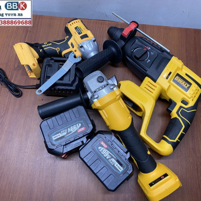 Bộ Combo 3 Máy Gồm Máy Khoan Đục Bê Tông, Máy Mài Và Máy Chuyên Vít Dùng Pin 199V 15 Cell, Máy Khoan Đục Bê Tông, Máy Cắt Cầm Tay - Bảo Hành 1 Năm