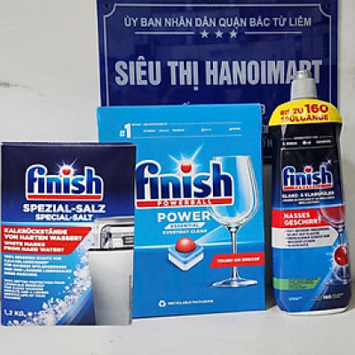 COMBO FINISH: Viên rửa bát Finish Classic 110 viên + Muối 1,2kg + Nước làm bóng 750ml