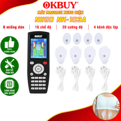 Máy massage xung điện Nikio NK-103A - 4 kênh, 8 miếng dán, 16 chế độ, 20 cường độ tùy chỉnh