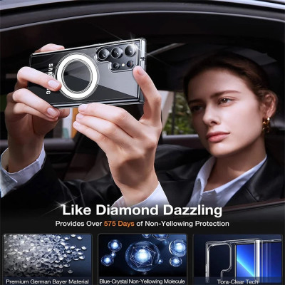 ốp lưng magnetic cho Samsung Galaxy S22 Ultra / S22 Plus / S22 5G hiệu HOTCASE Ultra Crystal Clear - thiết kế trong suốt, chống sốc chống va đập - Hàng nhập khẩu