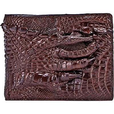 Ví Nam Da Cá Sấu Gù Chân Huy Hoàng HT2235 (12.5 x 10 cm) - Nâu Đất