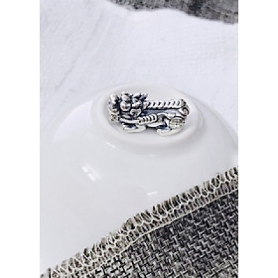 Charm bạc hình tỳ hưu bạc thái xỏ ngang kiểu 4 - Ngọc Quý Gemstones