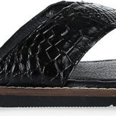 Dép da cá sấu Huy Hoàng kiểu kẹp màu đen HT7233