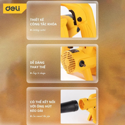 Máy Thổi Bụi Hút Bụi Cầm Tay 2 Chiều Deli Đa Năng - Tùy Chỉnh Tốc Độ 12000 Vòng/Phút Công Suất 600W - DL661600