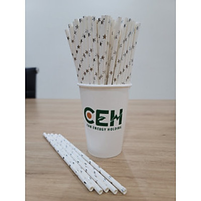 Túi 500 ống hút giấy 6x197mm hình ngôi sao dành cho cà phê, nước ngọt