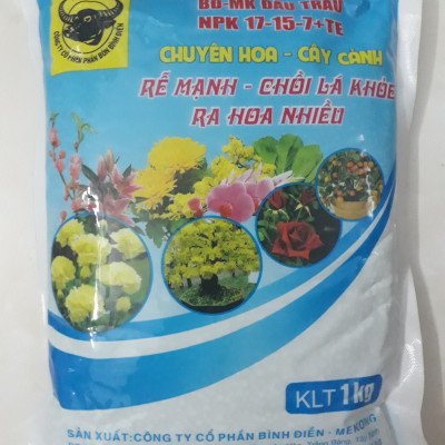 Combo 02 loại Phân bón đầu trâu NPK 17-15-7+TE và 15-7-17+TE cao cấp gói 1KG chuyên hoa - cây cảnh giúp phát triển toàn diện cho hoa và cây cảnh