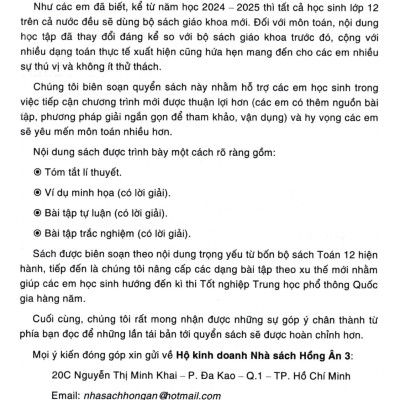 Sách Tham Khảo Toán 12 (Dùng Chung Cho Các Bộ SGK Hiện Hành) (HA)