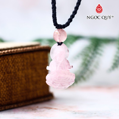 Mặt dây chuyền phật bà quan âm thạch anh hồng - Ngọc Quý Gemstones