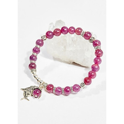 Vòng tay phong thủy nữ đá ruby charm ánh nguyệt 7mm mệnh hỏa , thổ - Ngọc Quý Gemstones
