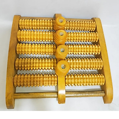 Bàn lăn massage chân 5 hàng bằng gỗ thủ công