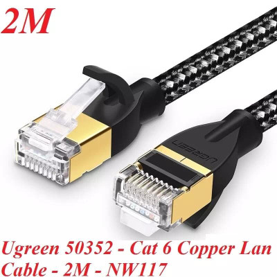 Ugreen UG50352NW117TK 2M màu Đen Cáp mạng LAN CAT6 bọc lưới cao cấp - HÀNG CHÍNH HÃNG