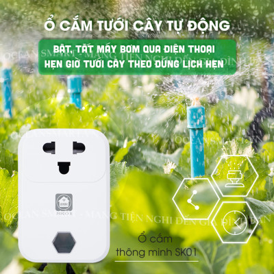 Ổ Cắm Thông Minh HUNONIC, Ổ Cắm Wifi Điều Khiển Từ Xa Qua Điện Thoại - SK01