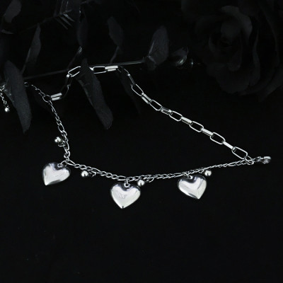 Vòng tay Lắc tay trái tim 2 tầng hạt bi tròn unisex đa phong cách