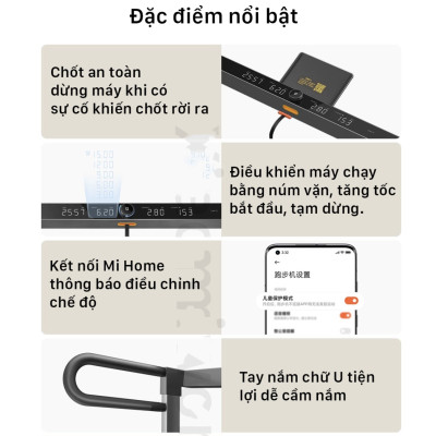 Máy Chạy Bộ Xiaomi Mijia Gen 2 Kết Nối App Tốc Độ Tối Đa 15km/h Công Suất 750 W - Hàng Nhập Khẩu
