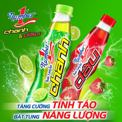 Thùng 24 chai Nước tăng lực Number 1 hương dâu chai PET 330 ml