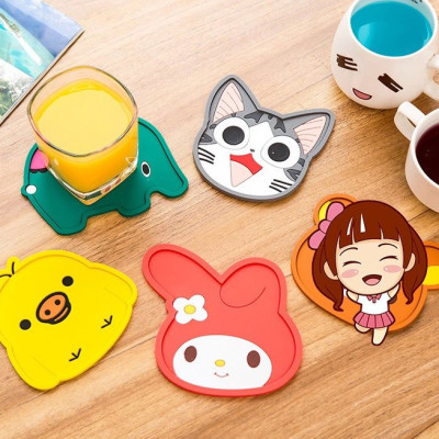 Bộ 6 miếng lót ly hình thú ngộ nghĩnh ( tặng kèm móc dán nhà bếp PKS) - Giao mẫu ngẫu nhiên