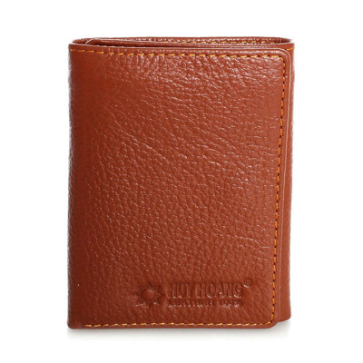 Bóp da bò Huy Hoàng 3 gấp loại nhỏ màu da, đen, nâu HT3136-37-38